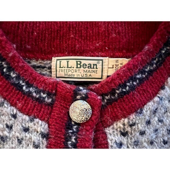 Vintage‎ LL Bean Women's wool Birdseye button up cardigan sweater, USA EUC - Picture 8 of 9